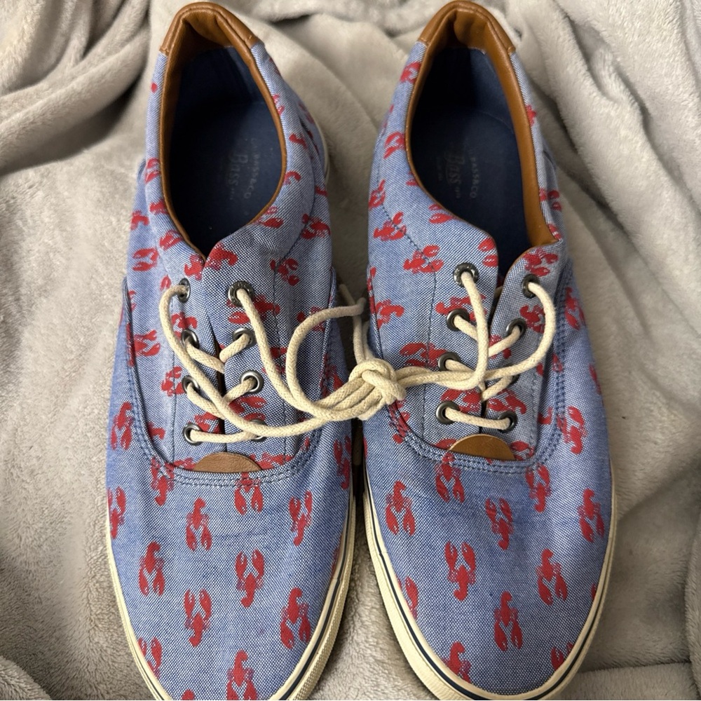 Bass Blue and Red Lobster Print Sneakers